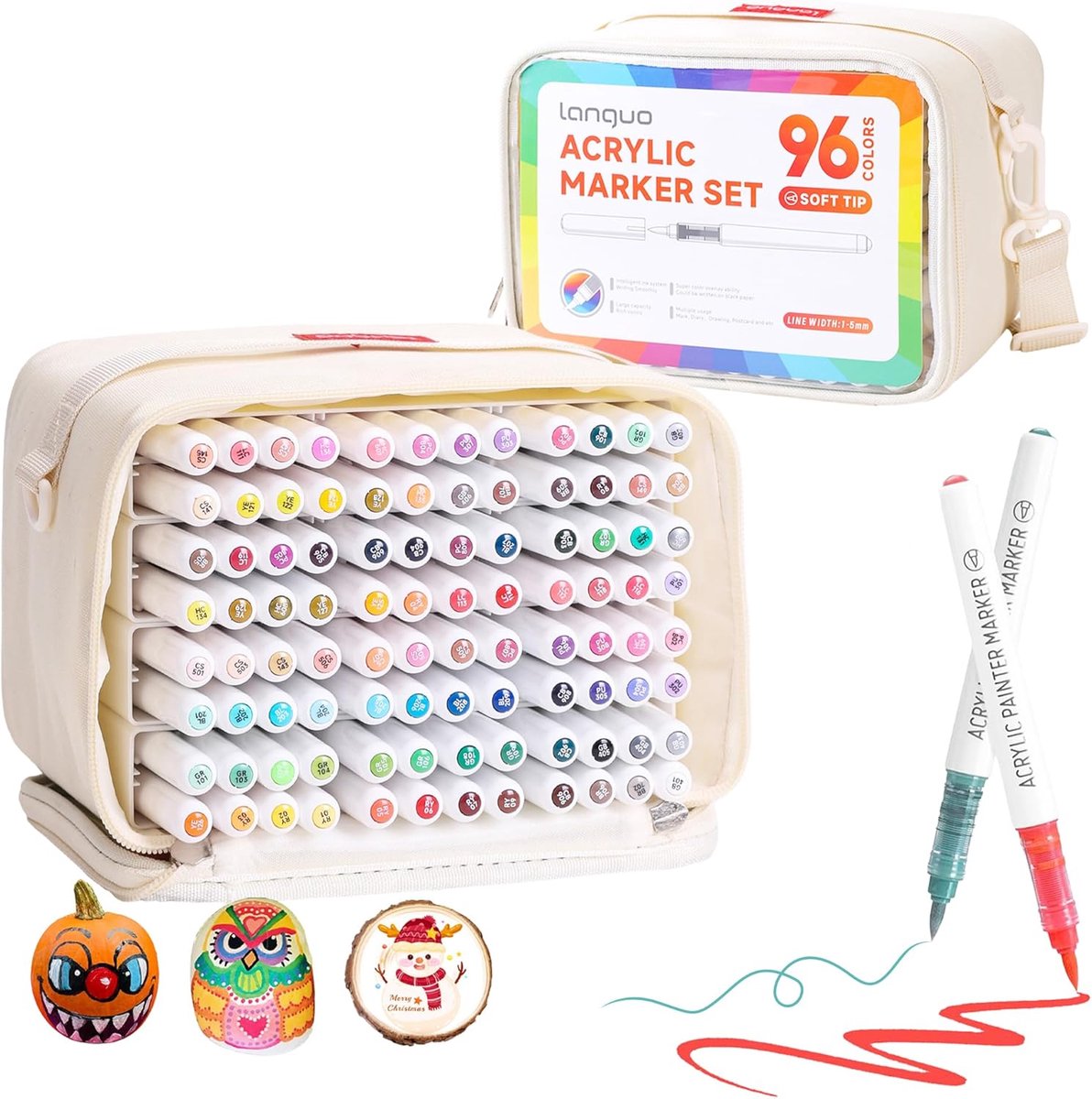 Acrylverf markers set - 192 kleuren met penseelpunt - vervangbare tips - ideaal voor creatieve projecten - ShopVlot