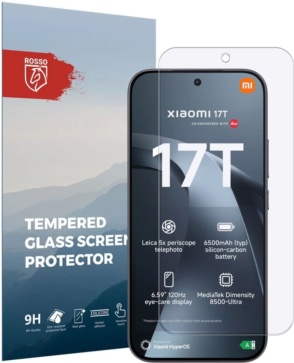 Rosso Screen Protector Geschikt voor Xiaomi 17T | 9H Tempered Glass | Glasplaatje | Beschermlaag | Beschermglas | 9H Hardheid