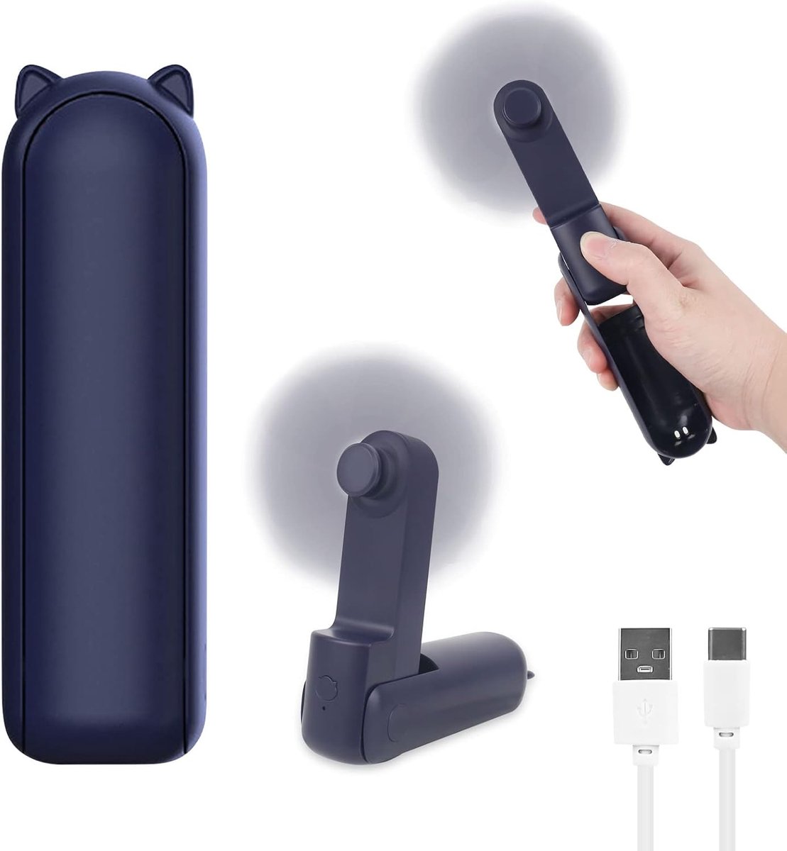 USB tafelventilator - 2800 mAh oplaadbare batterij - 3 snelheden en verlichting - 360° rotatie voor binnen en buiten - ShopVlot