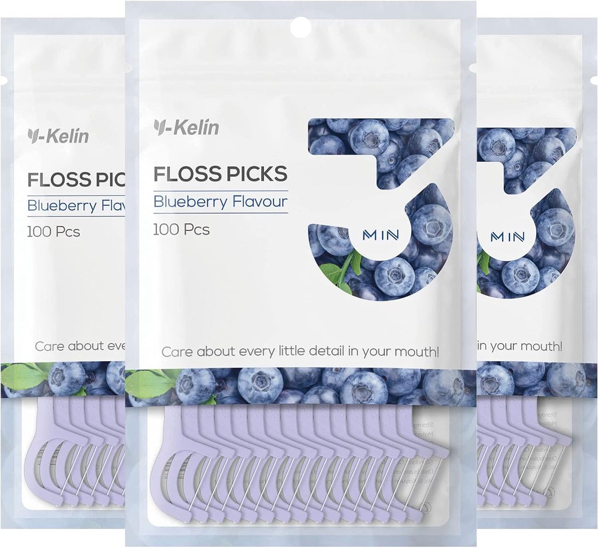 Tandenflos 300 stuks - blauwe bessen - hoogwaardig materiaal - voorkomt slechte adem - ShopVlot