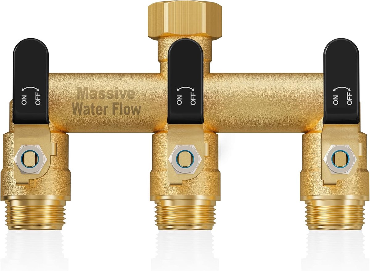 3-Weg Waterverdeler 3/4 Inch - Messing - Grote Waterstroom - Ideaal voor Tuingebruik - ShopVlot