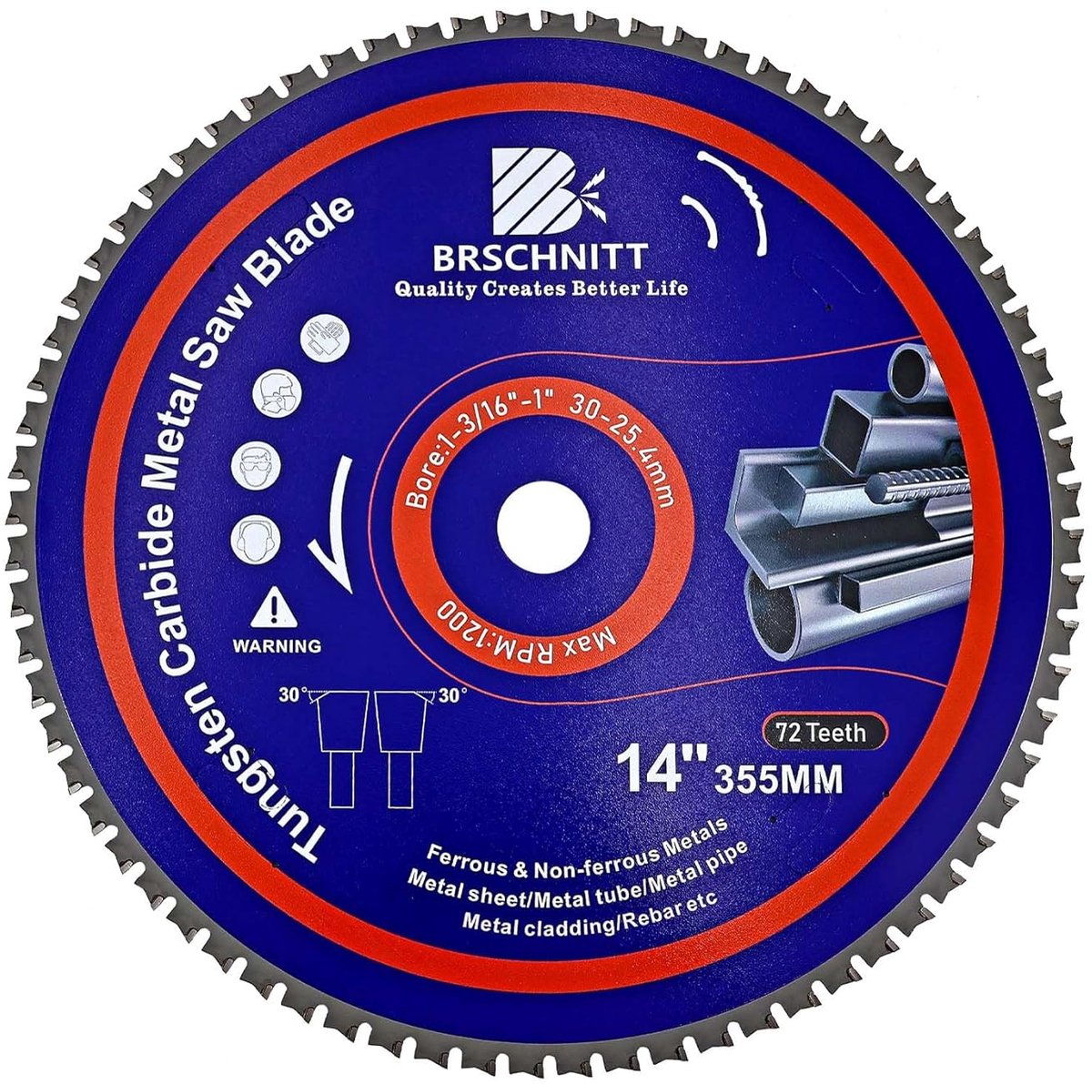 Metaalzaagblad 355MM - TCT met Carbide Tanden - Voor Glad Snijden van Metaal - 72T - ShopVlot