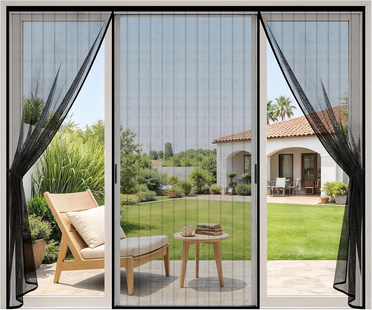 Vliegenraam dubbel deur 250 x 212 cm - polyester - met rits - ideale insectenbescherming voor je huis - ShopVlot