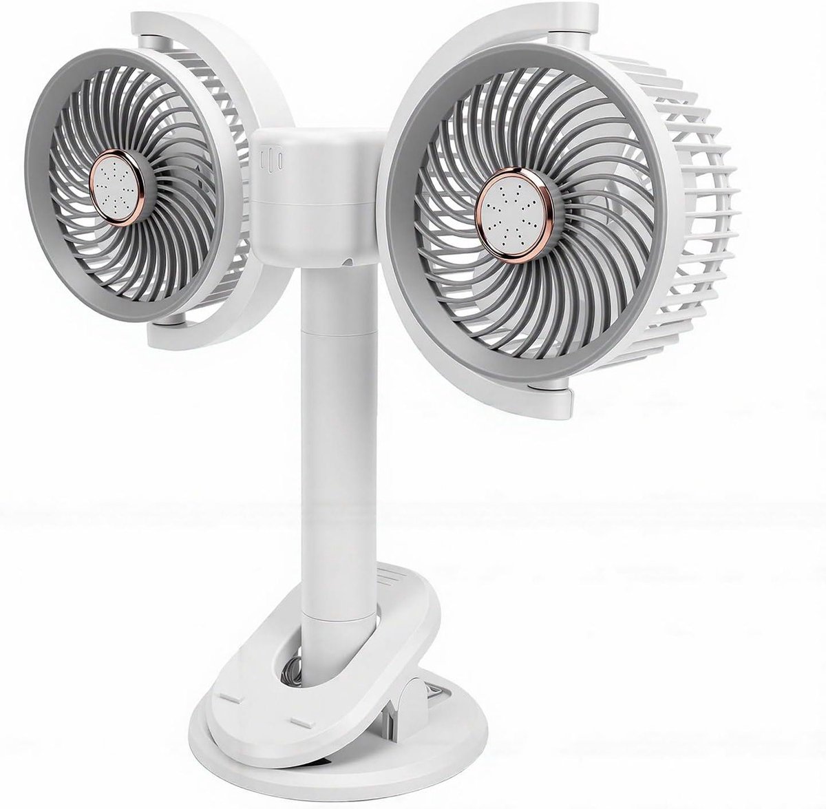 Tafelventilator Dubbele Kop - Bureauventilator Oplaadbaar - Persoonlijke Koeling - Stille Werking - 33x35x14 cm - Wit