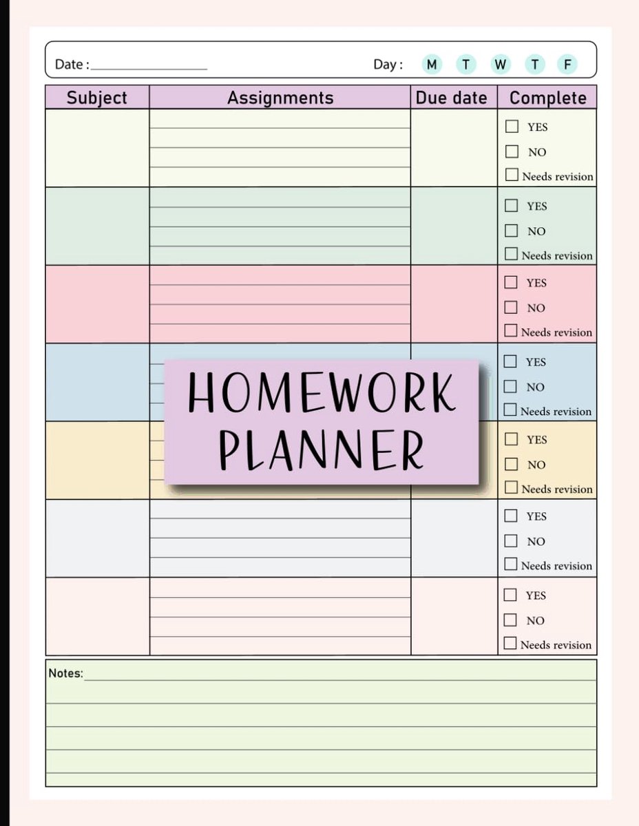 Huiswerkplanner voor ADHD-studenten - Ongedateerd notitieboek - Kleurrijk ontwerp - Betere organisatie van taken - ShopVlot