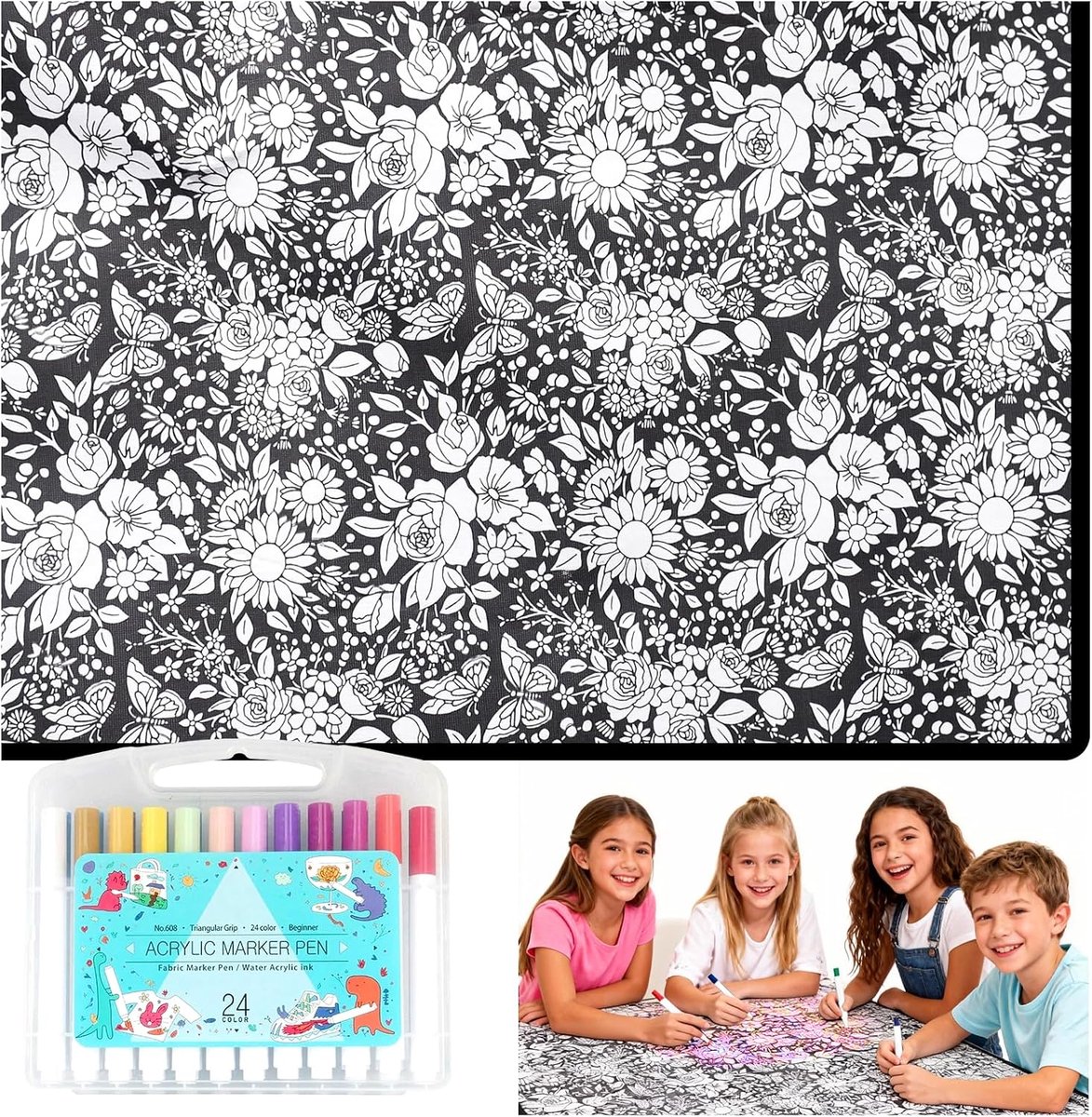 DIY Kleurdeken 50x60 Inch - Wasbare Fleece - Creatieve Art Set - Perfect voor knutselavonden - ShopVlot