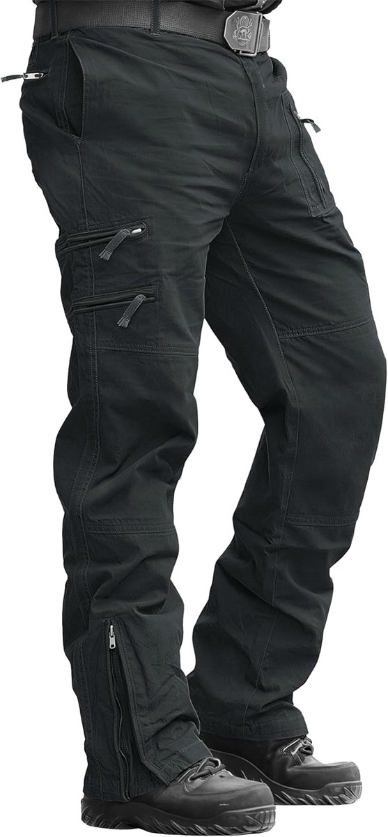 Men's Cargo Work Trousers Cotton Pants Outdoor Camping Hiking