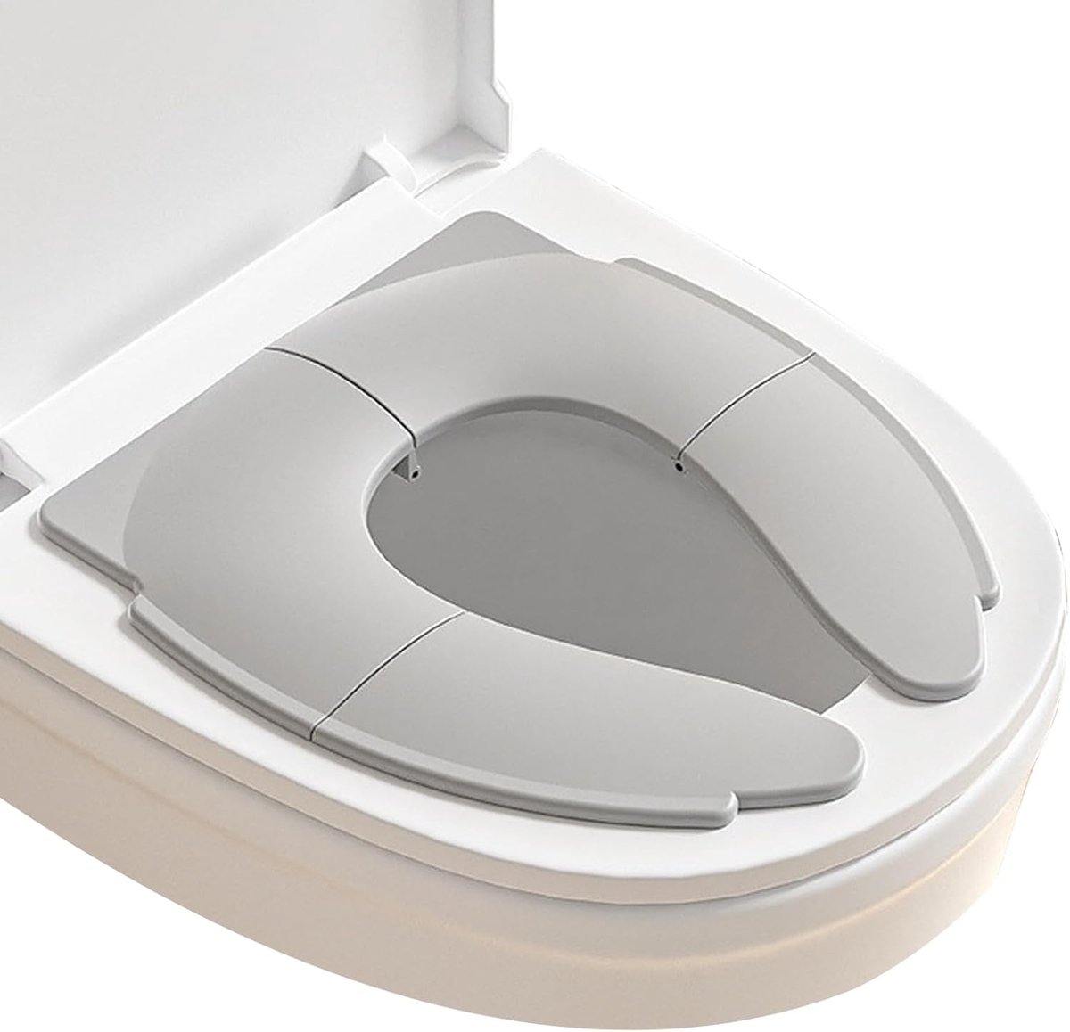 Toiletbril Voor Kinderen, Toiletopzetstuk Voor Kinderen, Potjestrainingsstoel met Antislip Siliconen Kussen en Opbergtas, VoorJongens en Meisjes Grijs