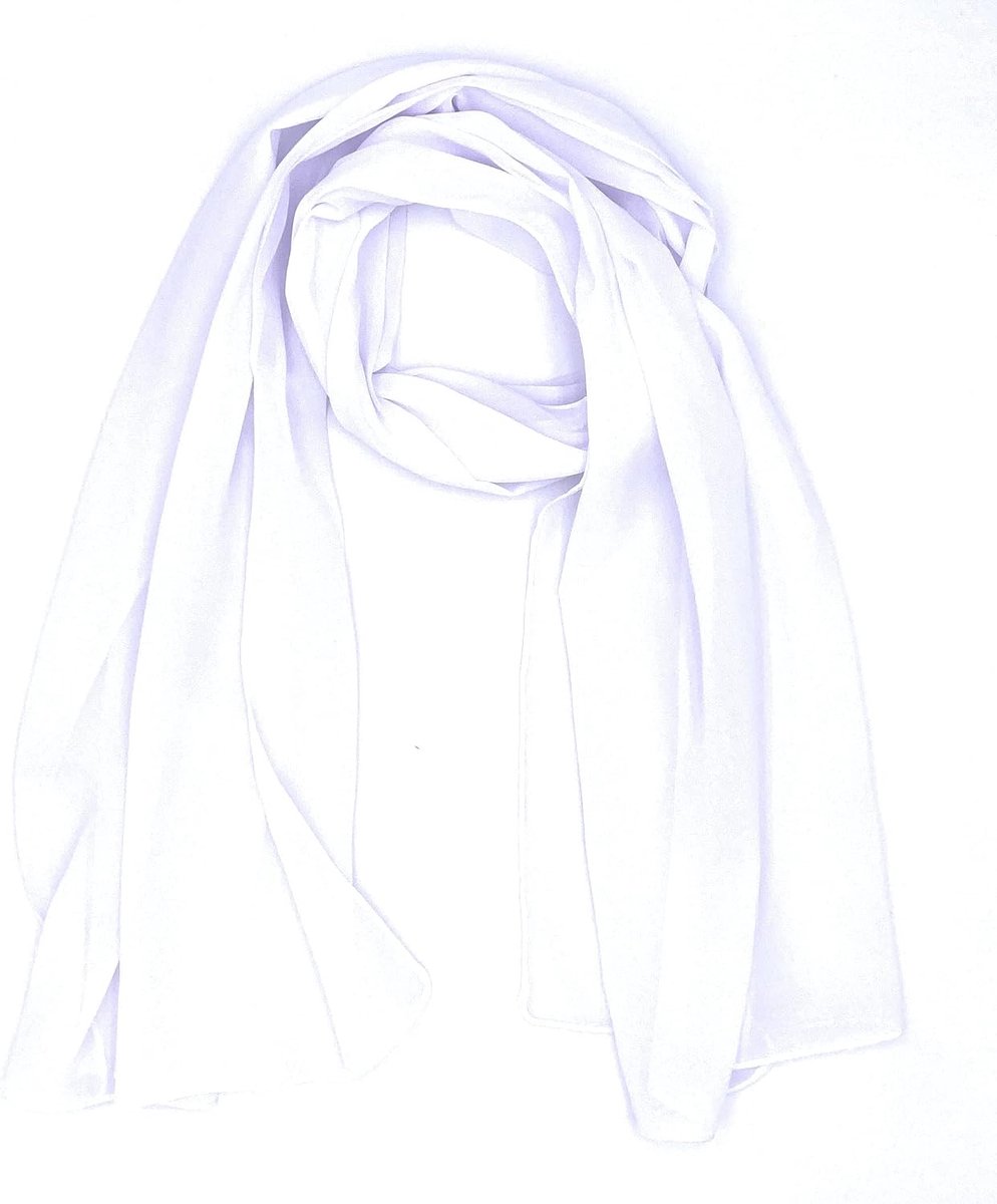Damessjaal stola halsdoek doek zijden doek van chiffon voor lente zomer het hele jaar door, wit, Eén Maat