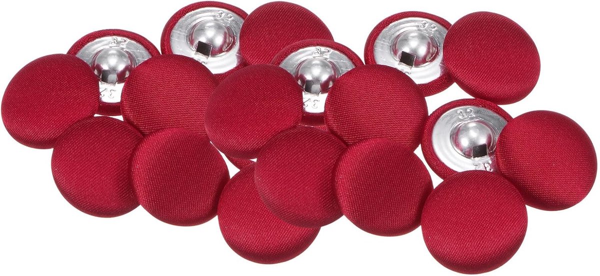 Knopen bekleed met stof 20 mm ronde metalen poten voor kleding, blouses truien, rood