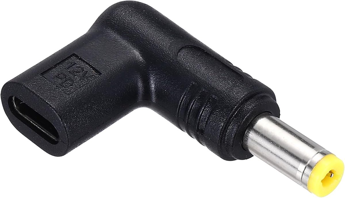 USB 3.1 Type-C vrouwelijke naar DC mannelijke adapter, 12 V Type C naar DC5525 5,5 x 2,5 mm hoekadapter voor PD Power Bank PD bron notebook laptop tablet