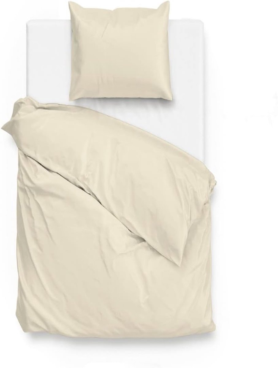 Bedlinnen 140x220 - 100% katoen mako satijn - off-white - ademend en vochtregulerend - SnelShoppen
