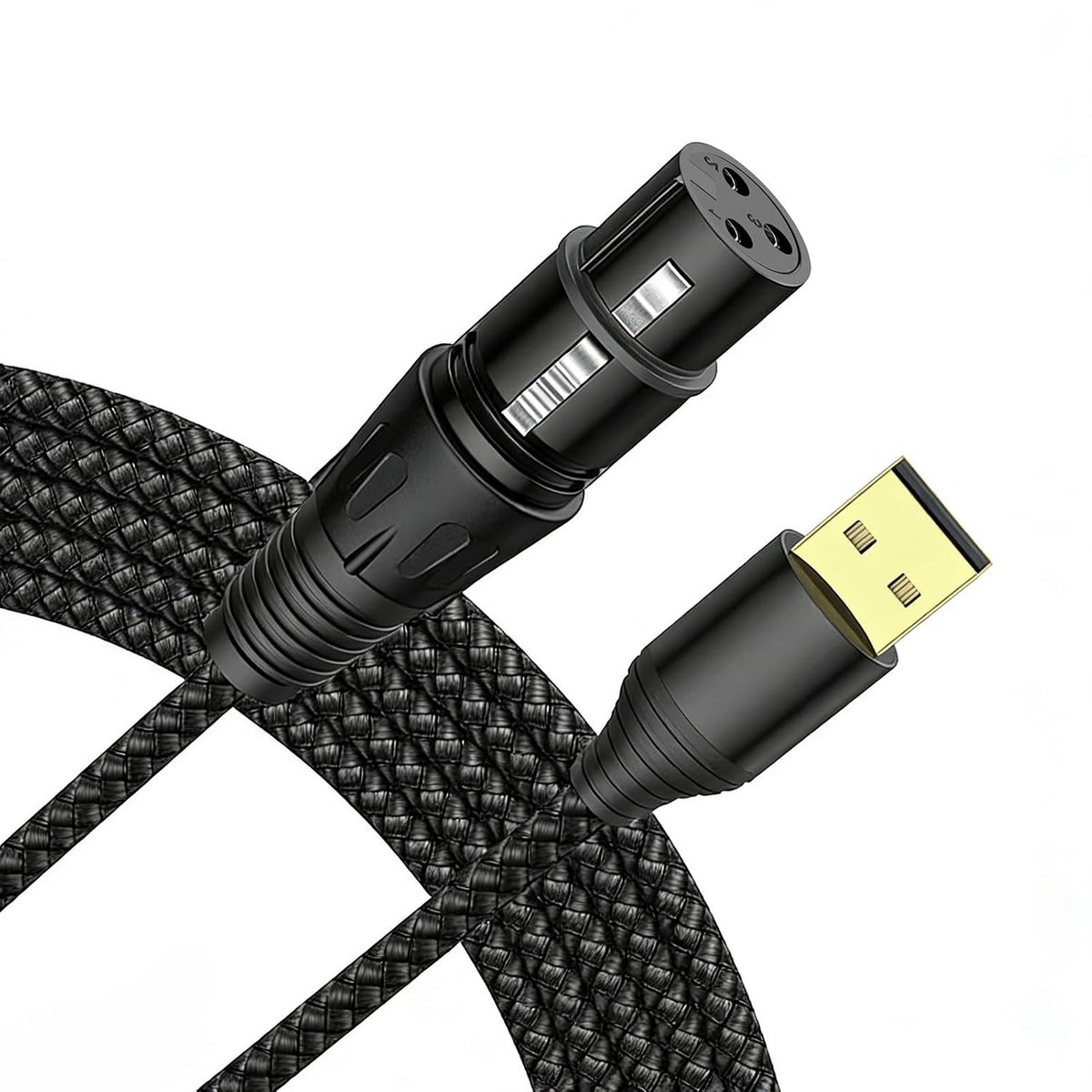 Naar USB microfoonkabel 1,5 m met geïntegreerde DAC, professionele adapter voor opnames en streaming, plug-and-play xlr naar USB-aansluiting voor pc laptop, voor dynamische microfoons en