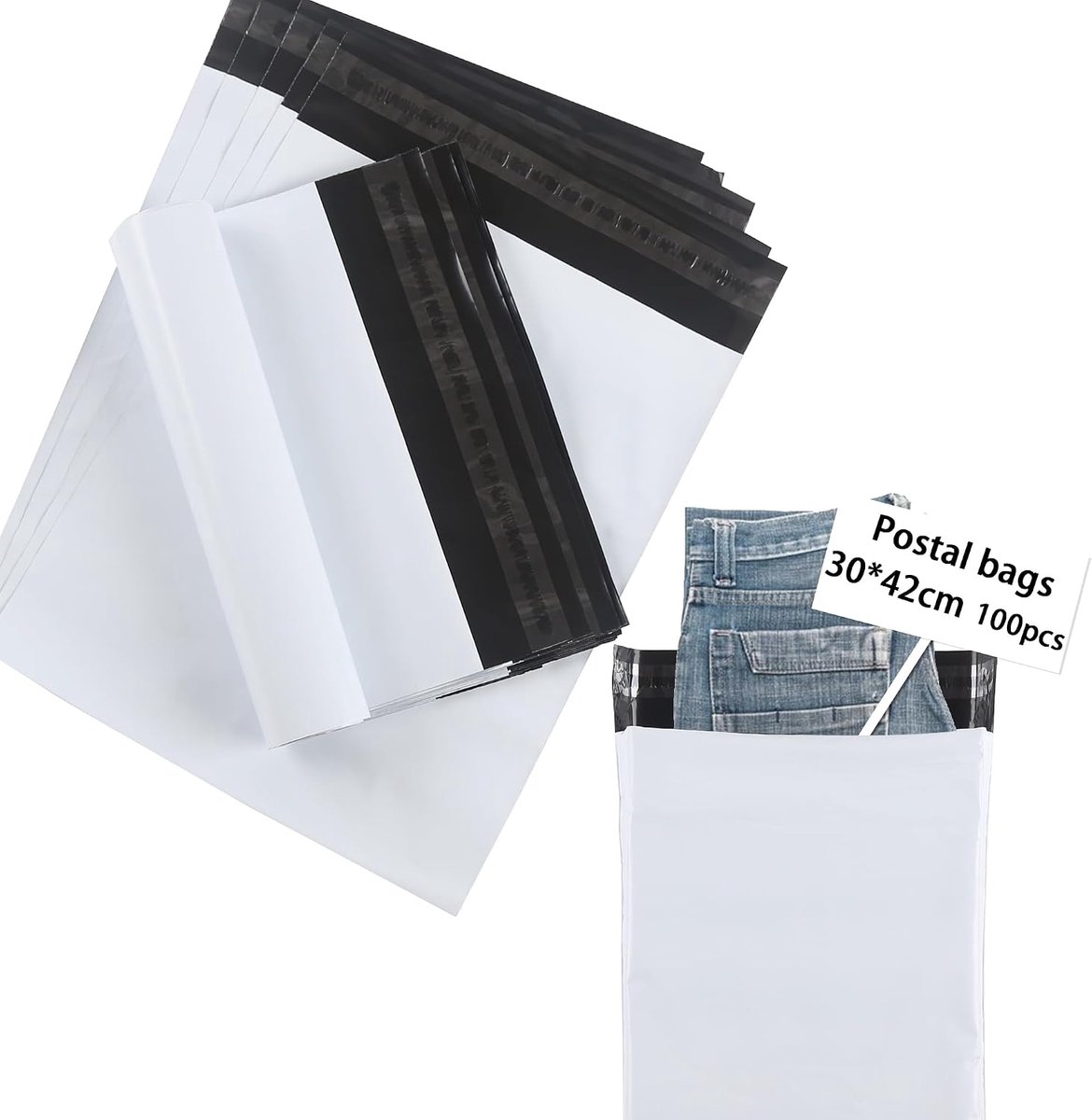 verzendzakken, ondoorzichtig, zelfklevend, verzendzakken voor kleding, logistieke verpakkingen, transport, 100 stuks/30 x 42 cm