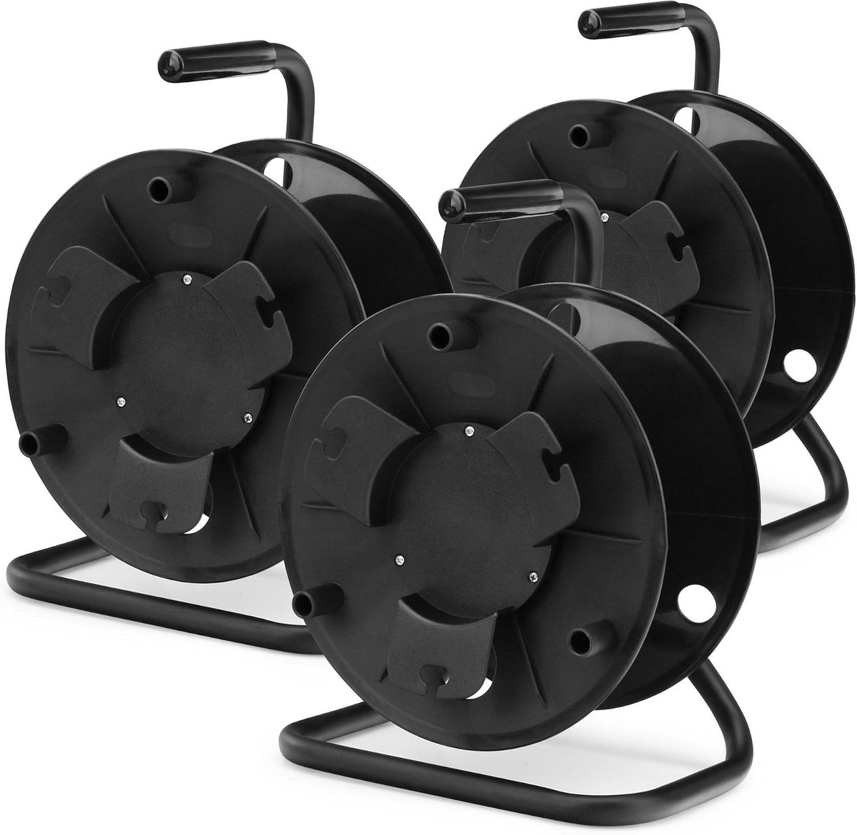 KT-100 Kabelhaspel leeg 3-delige set, Praktische lege haspels | Voor ca. 80 - 100 meter microfoonkabel per stuk, Voor losse kabels, slangen, draden enz., Ronde spoel van kunststof, 3 kg