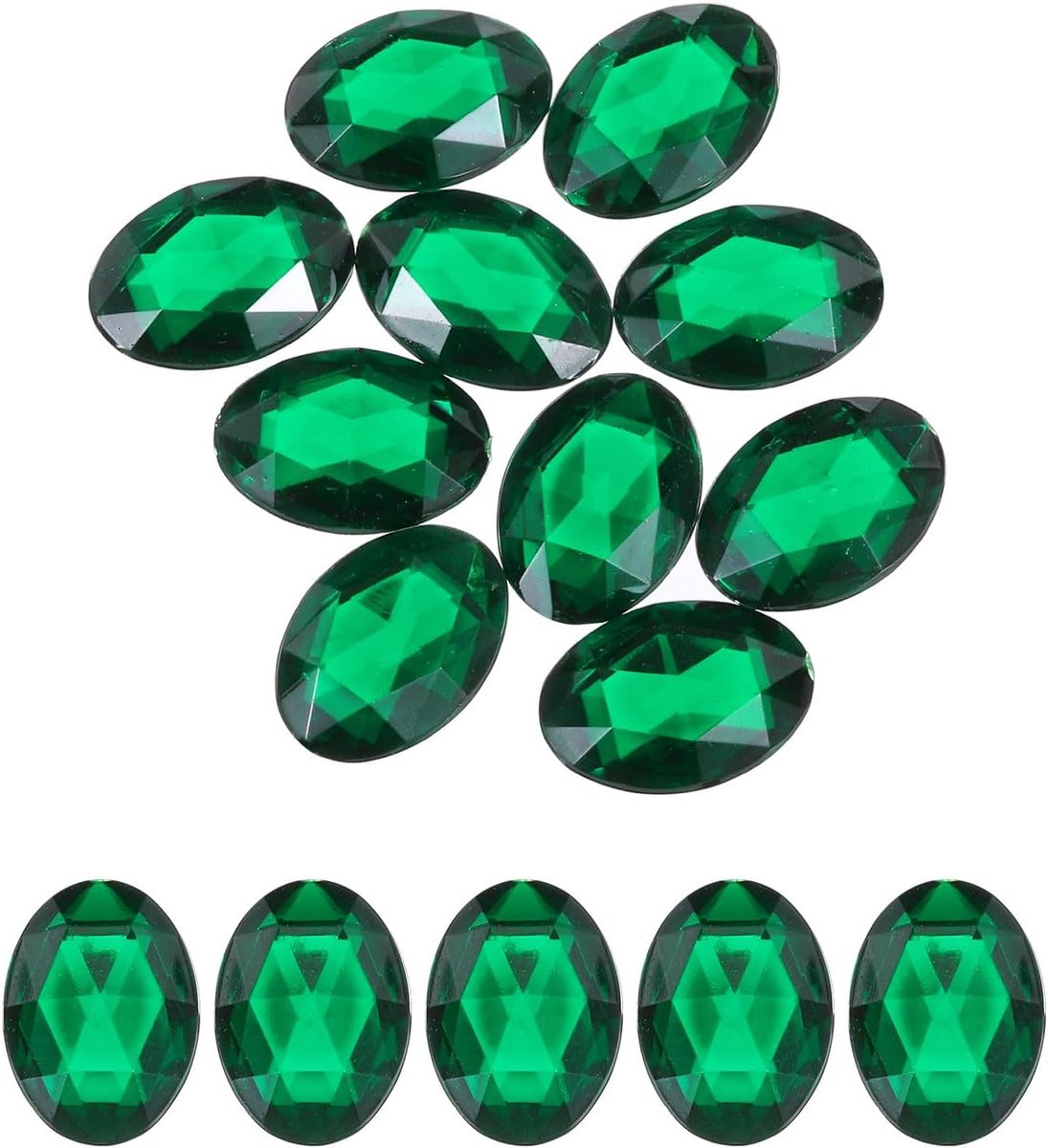 10 stuks ovale acrylstenen 30 x 40 mm kunstmatige strass steentjes groen | Sieraden gezicht schilderij bruiloft feest knutselen met platte achterkant