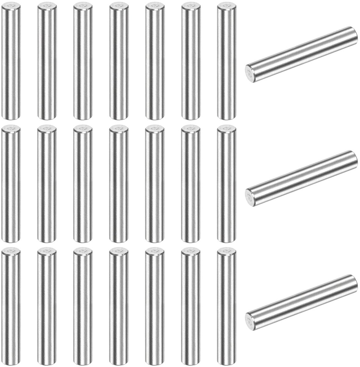 METERXITY Cilindrische stekker, 30 stuks, 5 x 30 mm, 304 roestvrij staal, bevestigingselementen voor metalen apparaten/projecten van hout, stekker voor planken [zilverkleurig]