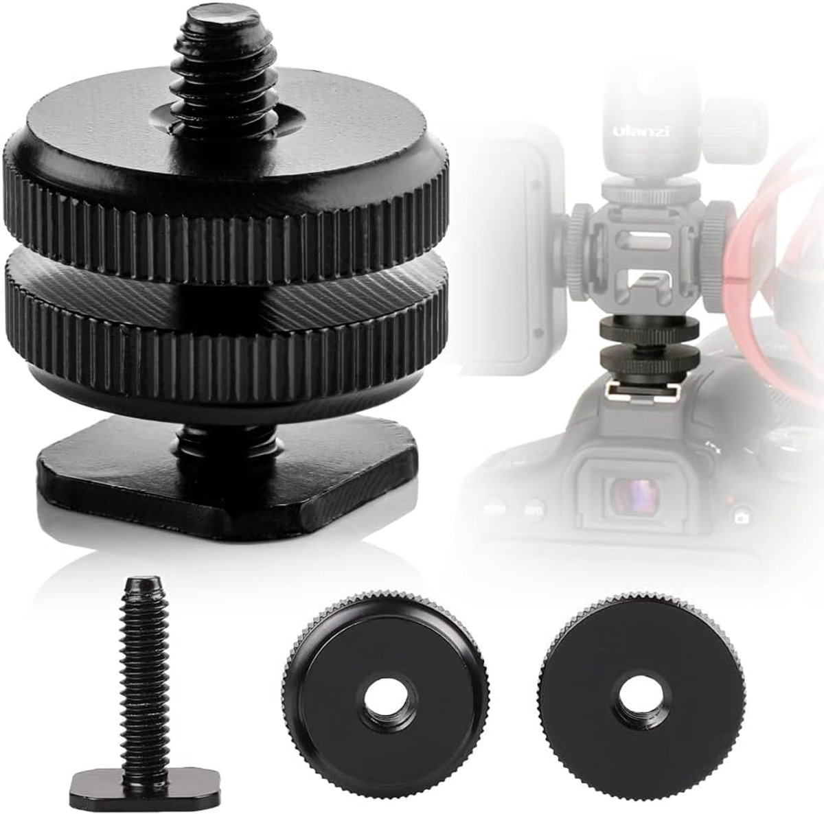 Adapter Koude Schoen - Accessoirehouder Camera - Camera Accessoires Bevestigen - Met 1/4 Inch Schroef - 16 gram - Zwart