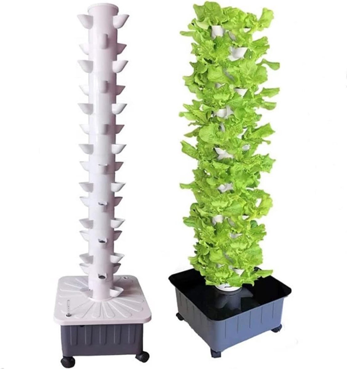 Kweeksysteem, hydrocultuurtoren, kruidentuinset voor binnenshuis, hydrocultuursysteem, set voor binnentuin, fruit en groenten met hydratatiepomp, adapter, netpotten