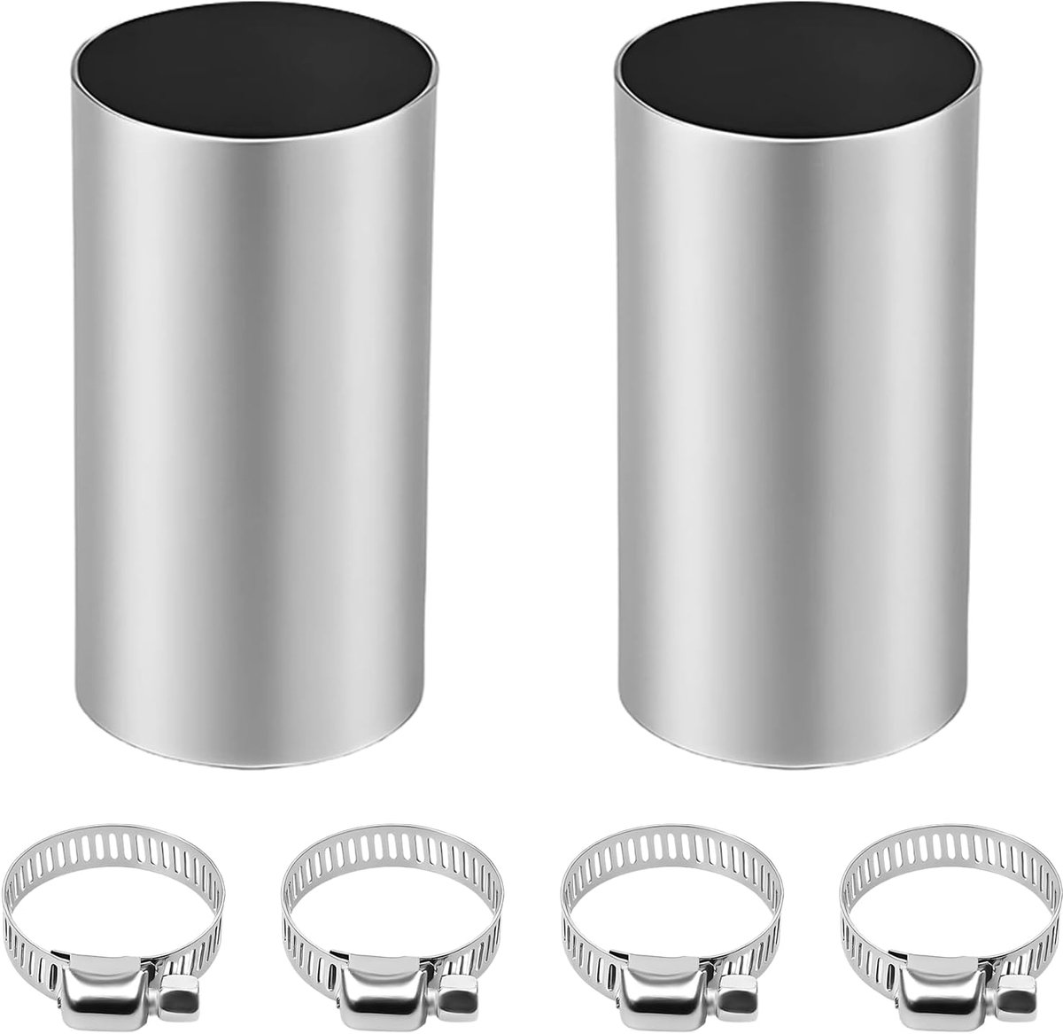 2 stuks uitlaatpijpconnectoren voor staande verwarming, 24 mm, roestvrij staal, buisverbinder, stomp met 4 klemmen, robuuste bijpassende schoorsteen, uitlaatpijp, accessoires voor thuis, restaurants