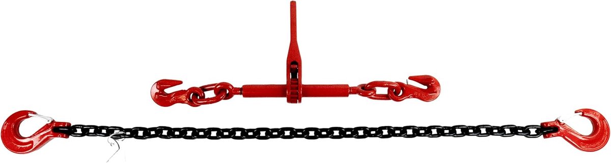 kwaliteitsklasse 8 2-delige sjorketting zwart / 6 mm 2,0 m spanketting met ratelspanner minigraafmachineketting