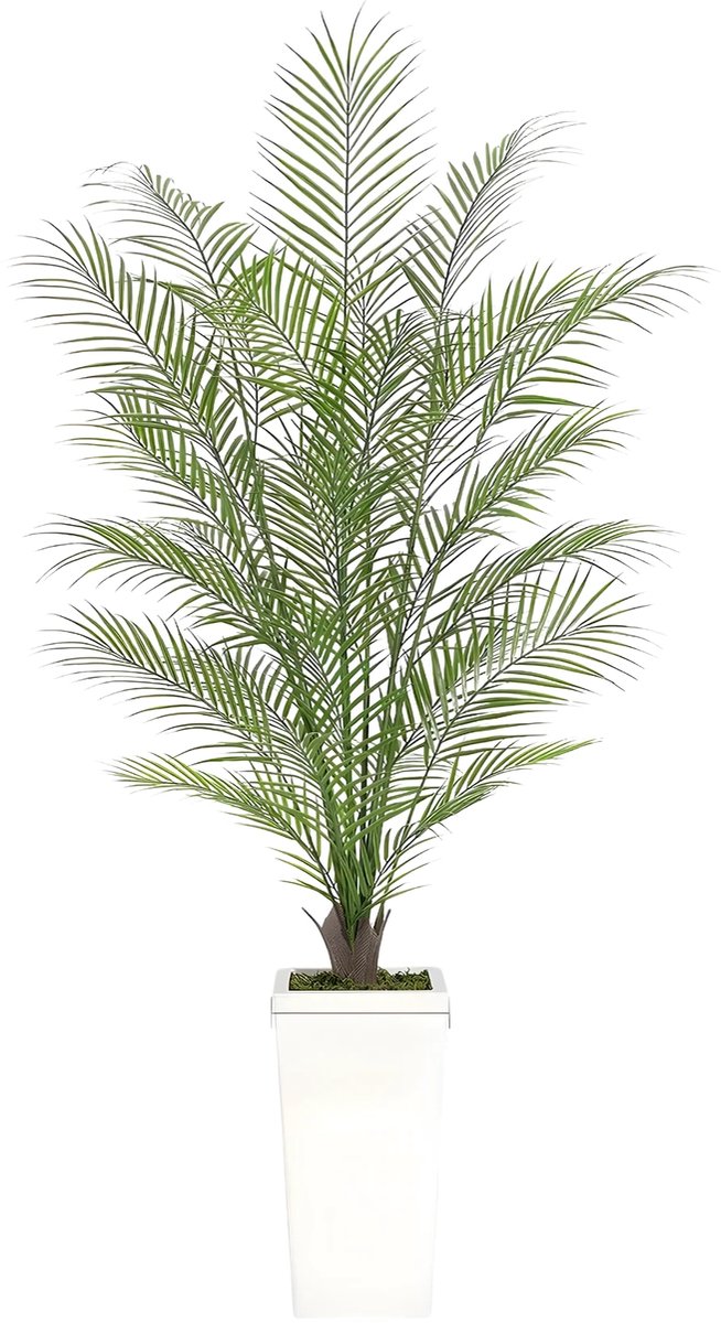 Kunstmatige Areca Palm - Voor Thuiskantoor & Kamer - Nep Tropische Potplant Decor - Groen met Witte Plantenbak - Groen-120cm