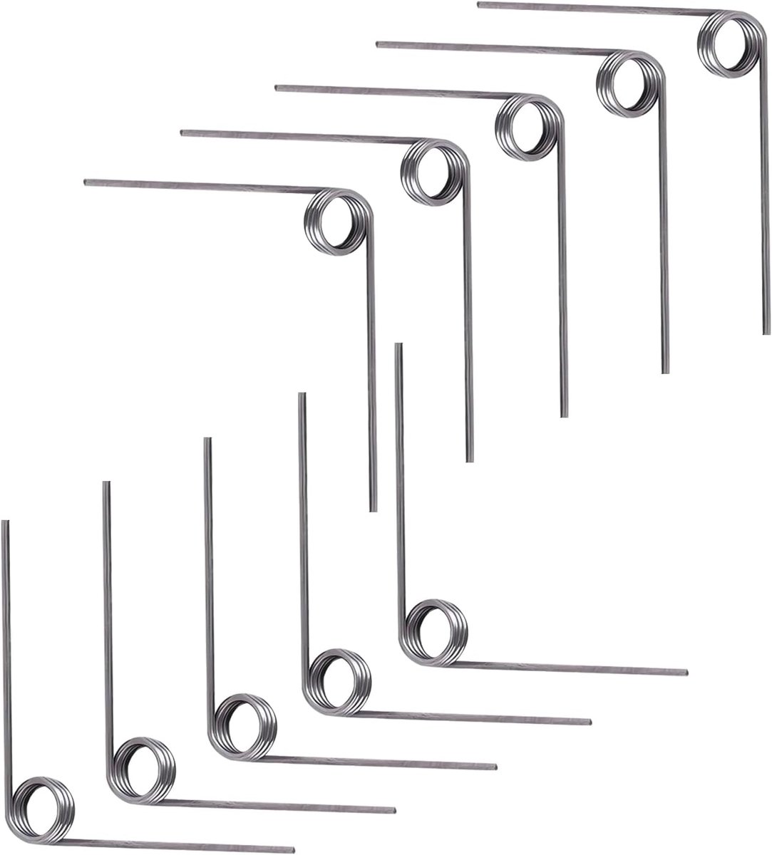Torsieveren van Roestvrij Staal, V-vormige Mechanische Torsieveren, Roestvrijstalen, 0,5 mm Draaddiameter, Buitendiameter 4,5 mm, 3 Ronden, 90° Afbuigveer