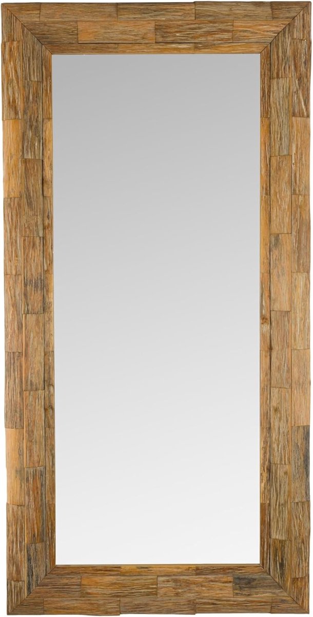 Wandspiegel 100x200cm - Houten rand - Robuust ontwerp - Verhoogt de ruimte - SnelShoppen