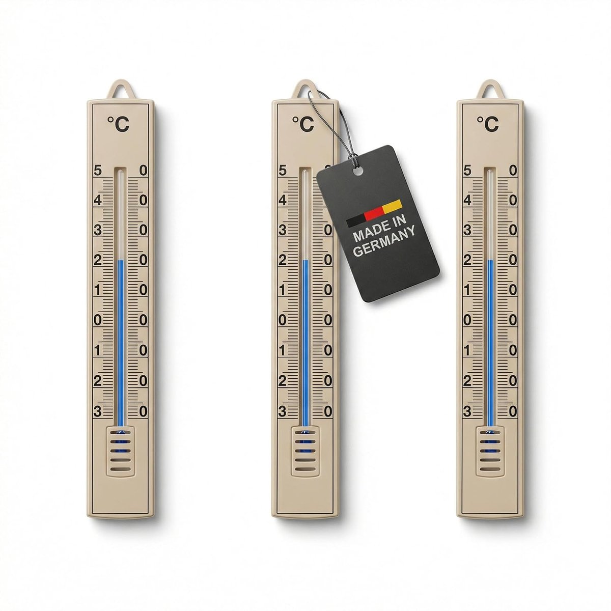 Buitenthermometers - Beige - Temperatuur van -30 °C tot 50 °C - Van plastic - 18 cm - Weerbestendig - Voor buiten, binnen, balkon en tuin - Beige
