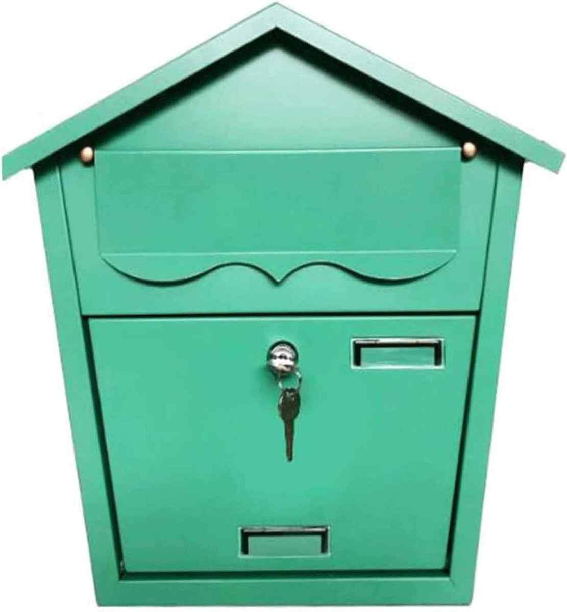 Wandmontage Mailbox - Brievenbus Buiten - Post Ontvangen - Versterkt Slot - 37x12x36cm - Lichtgroen