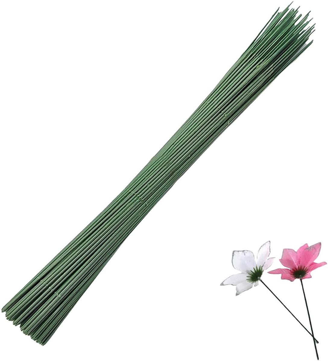 Draad 2 mm, bloemsteelddraad, groen, bloemstam bloemstam bloemdraaddraad, steeldraad, bloemen, draadstaaf om te knutselen, bloemdraad voor bloemstukken, 35 cm