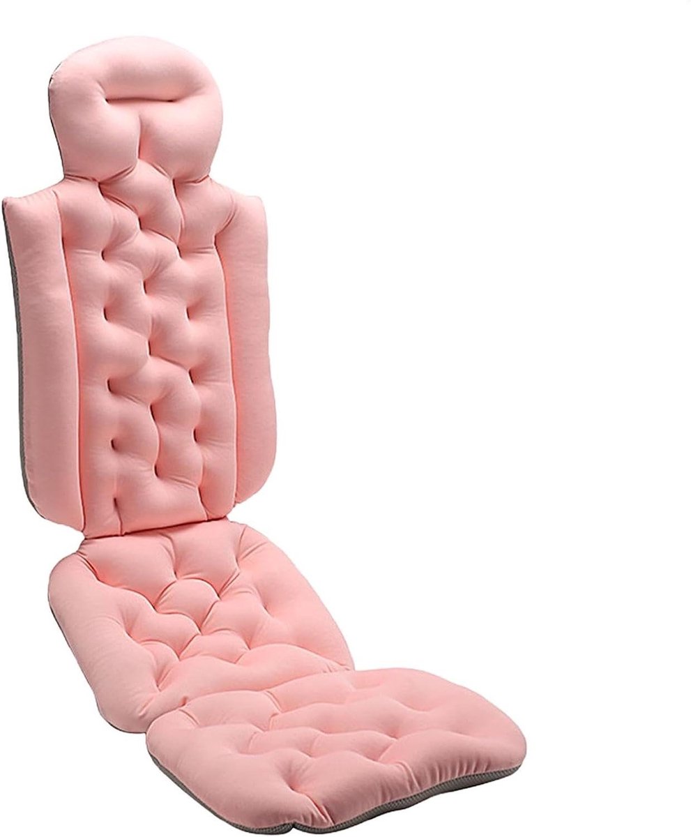 Badkussen voor lichaam - Badkuipkussen luxe - Ontspanning in bad - Antislip zuignap - 127x38 cm - Roze