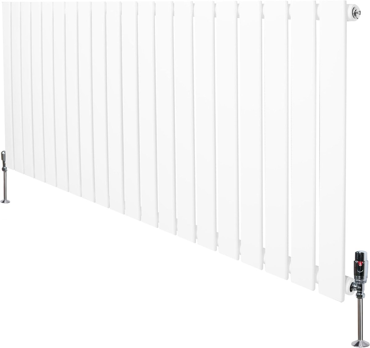 Design radiator 600x1400mm - dubbel paneel carbon staal - glossy wit - stijlvolle verwarming - SnelShoppen