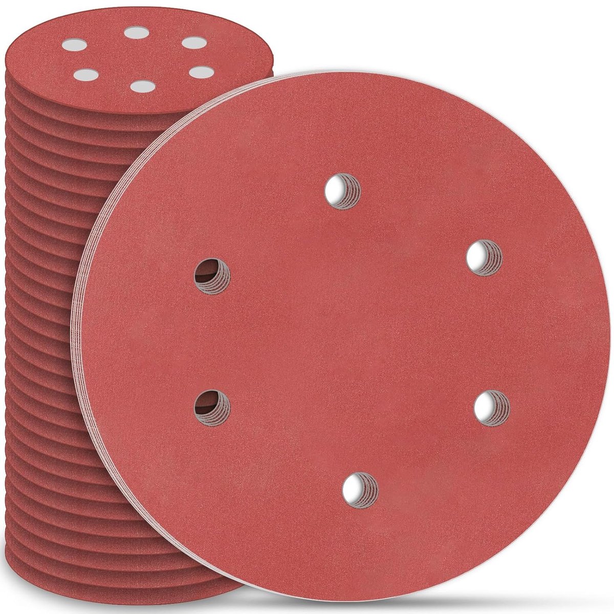 30 Stuks 225mm Schuurschijf, 9 inch Schuurpapier Rond 6 Gaten Schuurschijven P240 Korrel Klittenband Schuurpads voor Wand- en Plafondschuurmachines