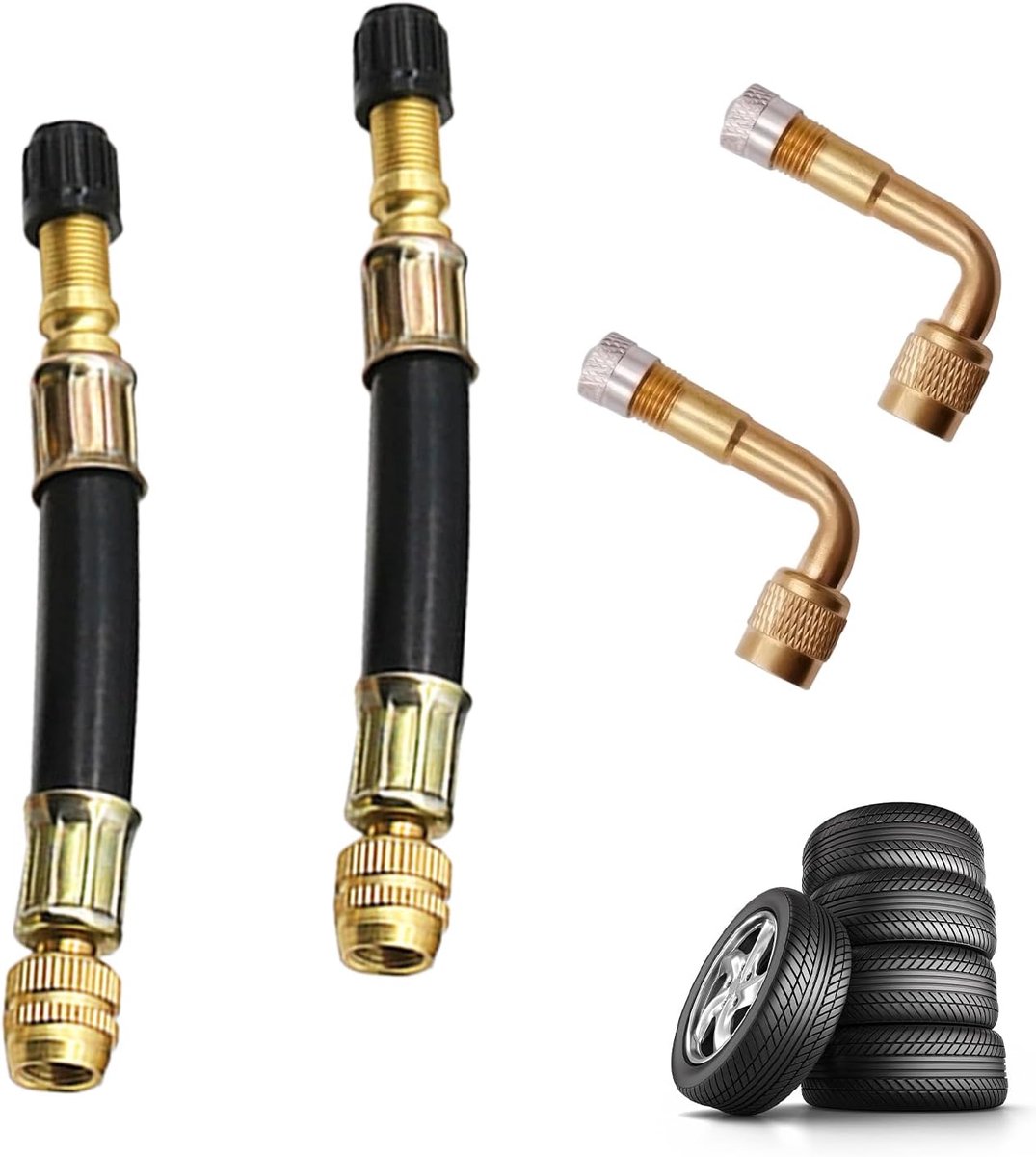 4 stuks ventielverlenging autoventiel, ventieladapter, ventieladapter fiets voor auto, motorfiets, fiets (puur koper)