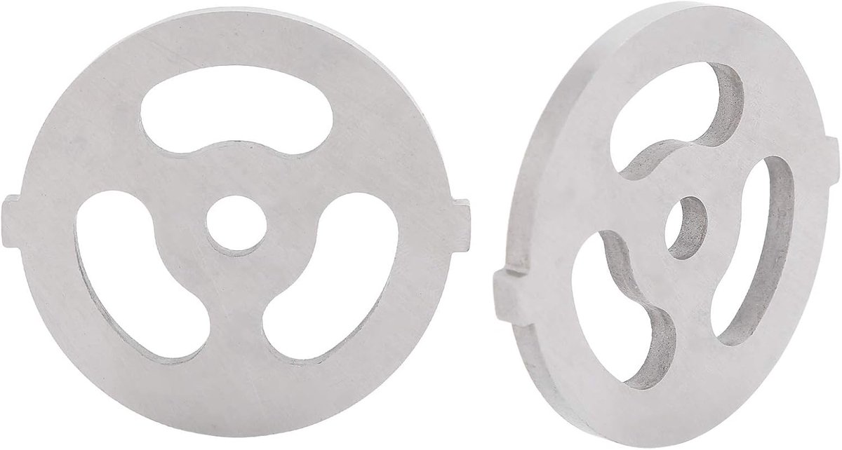 Vleesmolen Plaat Schijven Messen, Voedsel Grinder Accessoires 7mm/0.3in ID voor 5# Vleesmolen/B Type Vleesmolen, 2 Stuks(7MM-Drie gaten)