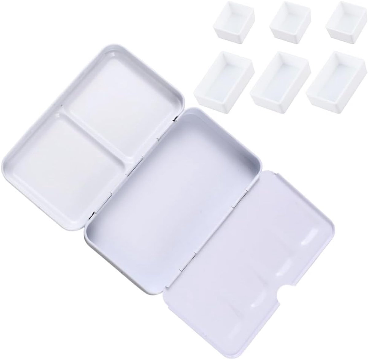 Aquarel verfdoos, lege aquarel doos met 12 halve containers en 8 emmers voor studenten, reizen, aquarel, zwart, 12,5 x 7 x 2,2 cm