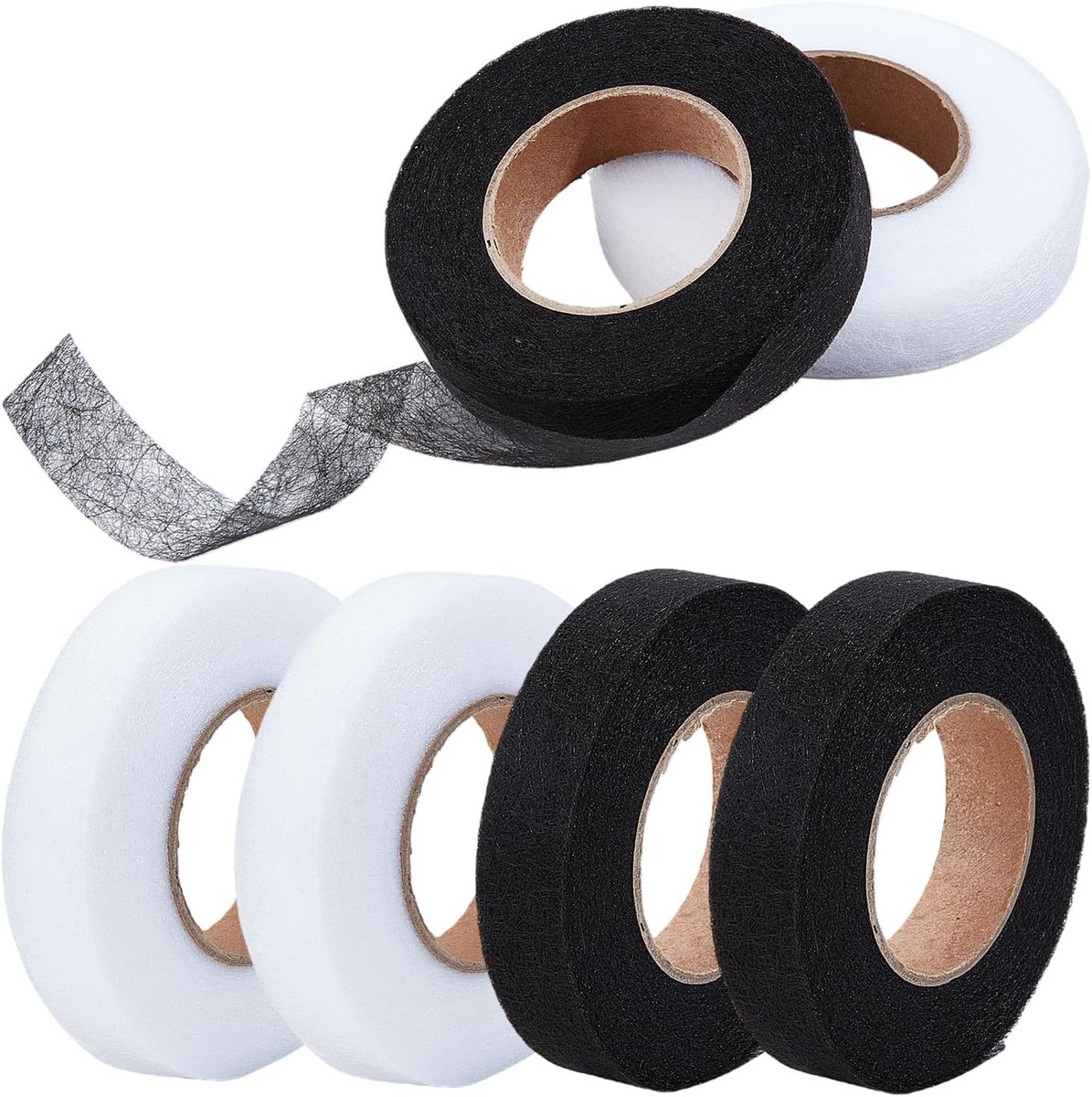 6 rollen strijkbare zoomband, dubbelzijdig plakband van stof, naadloos, 1,5 x 40 m, Stitch Witchery weefseltape voor gordijnen, broeken en kleding