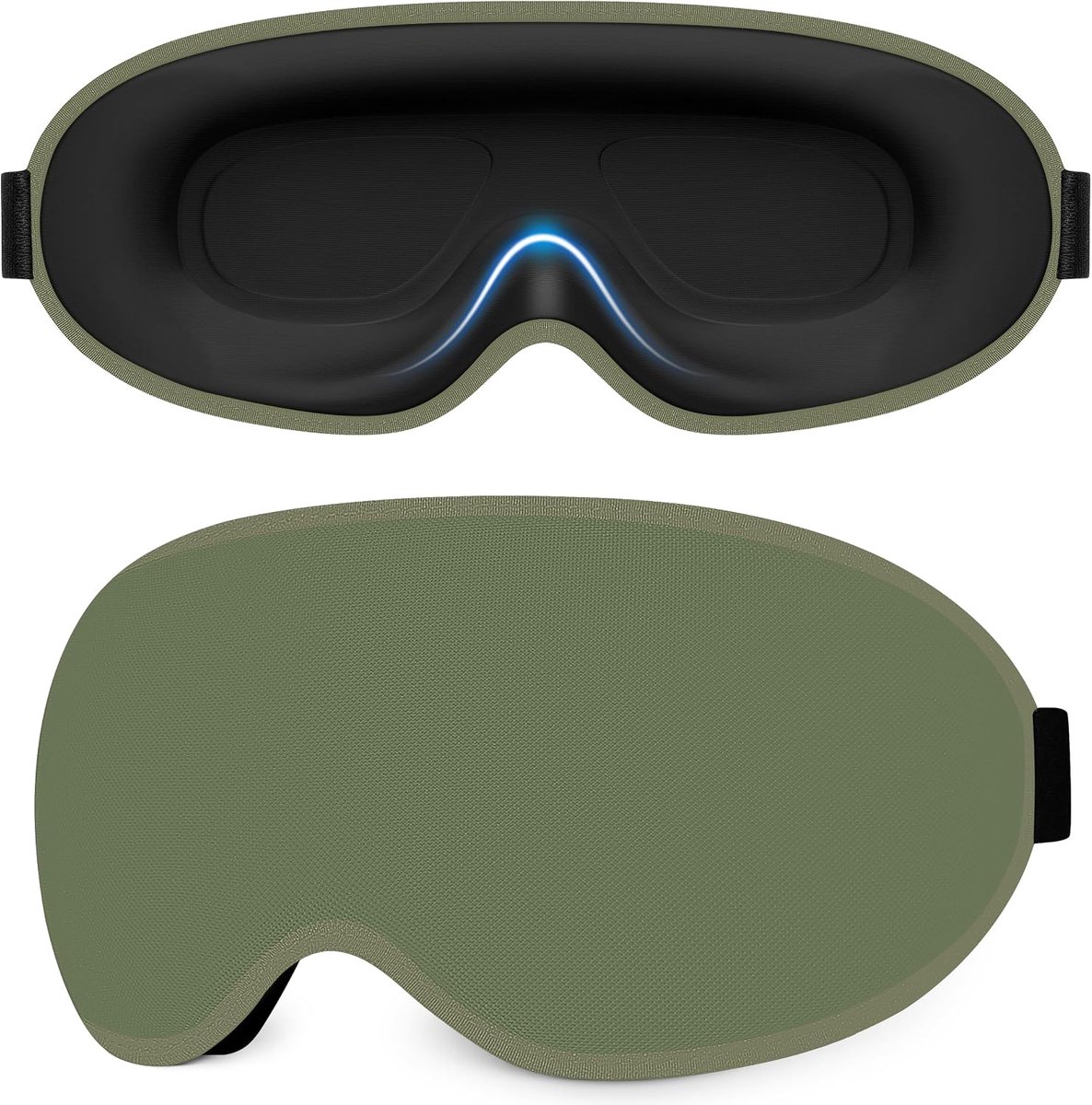 3D Slaapmasker voor Zijslapers, Ademend en Lichtdicht- Olijfgroen | Slaapmasker voor Mannen en Vrouwen, Verstelbare Elastische Band, Ergonomisch Oogmasker voor Slapen, Dutjes, Reizen en Vliegen
