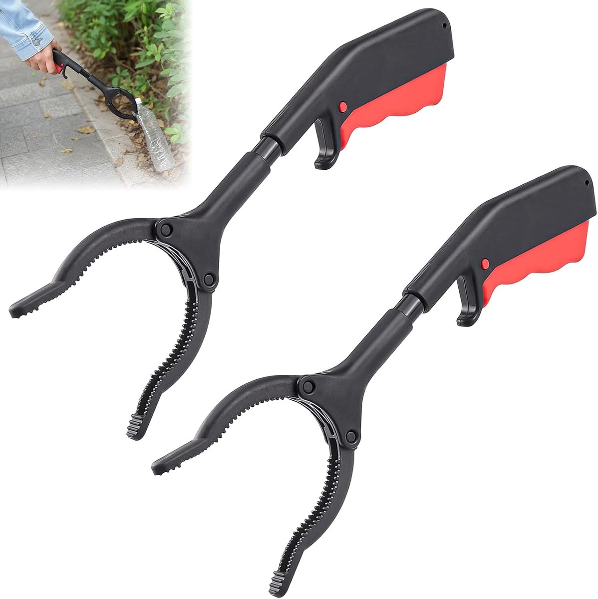 2 stuks vuilnistang voor kinderen, grijptang voor kinderen, vuilnisgrijper kinderen, 30 cm grijper voor senioren, vuilnisverzameltang, korte vuilnistang voor recycling, tuin, erf