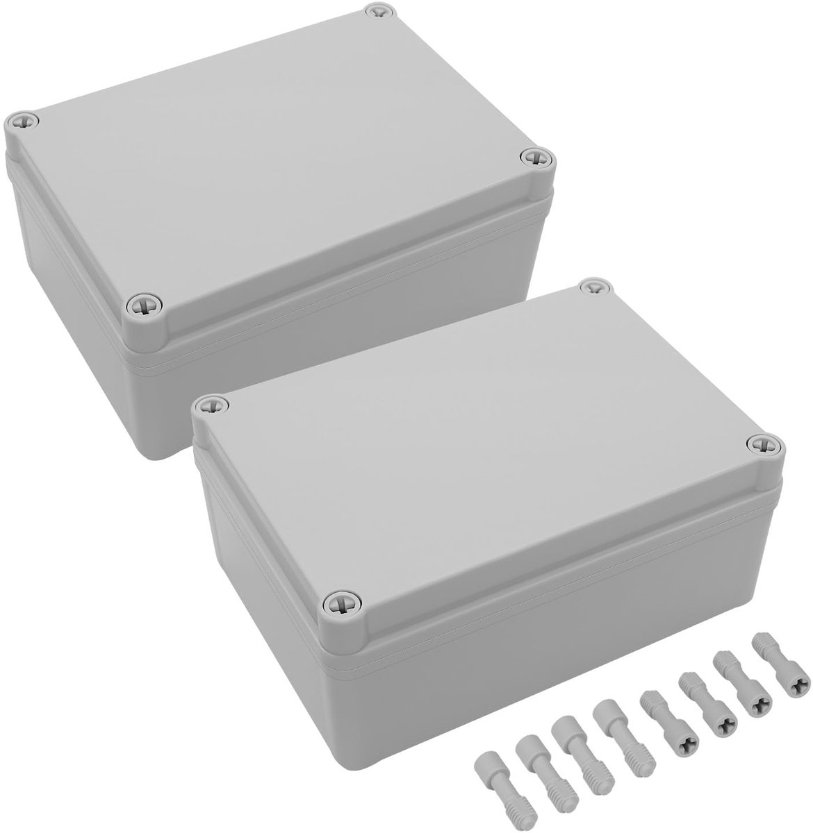 IP67 waterdichte aansluitdoos, ABS-kunststof elektrische box, stofdichte behuizing voor elektronica, aansluitdozen voor doe-het-zelfprojecten, grijs, 175 x 125 x 75 mm (2 stuks)