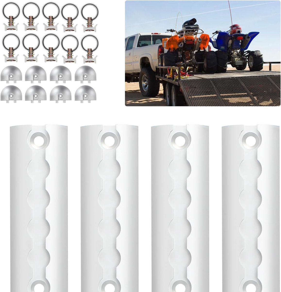 4 x 1 m, aluminium airlinerail, halfronde vorm van aluminium, met boringen, voor campers, aanhangers, vrachtwagens