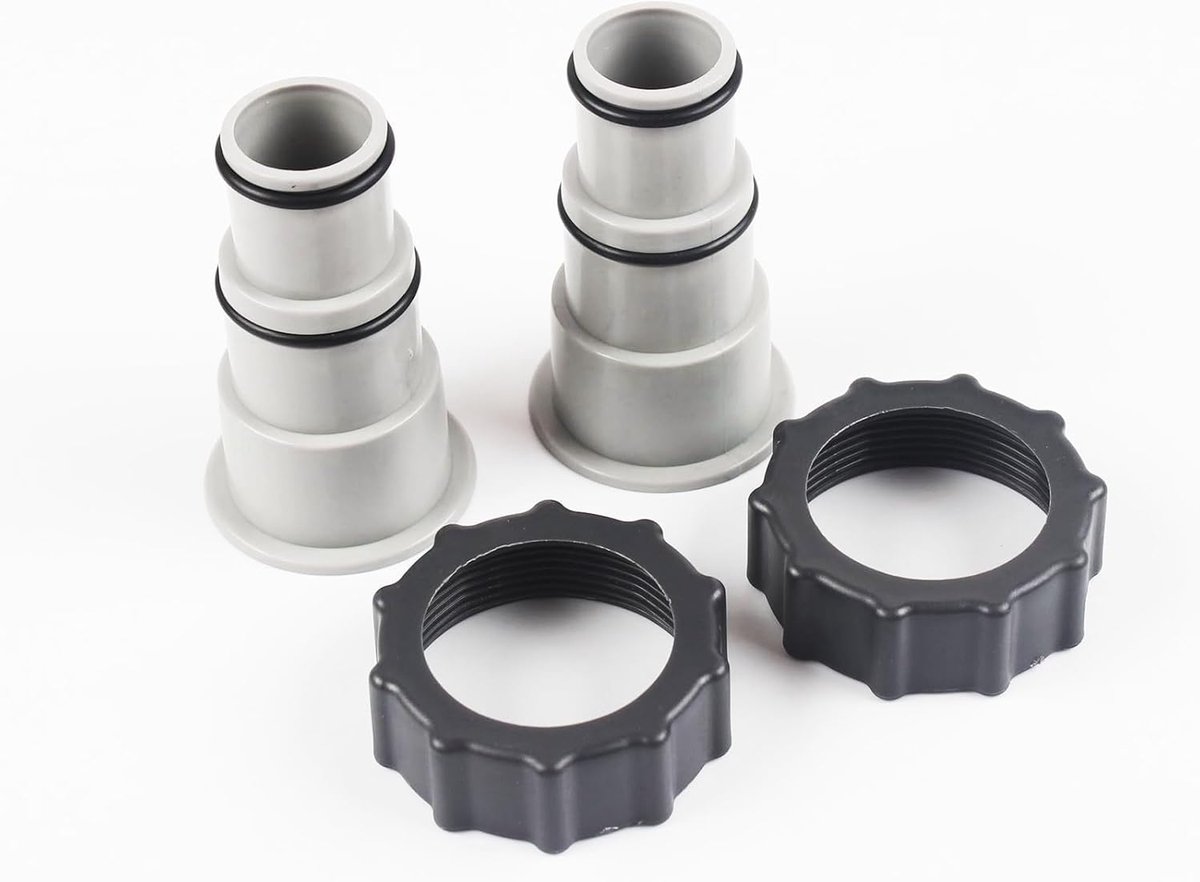 2 stuks vervangende slangadapter voor pompen, compatibel met 1,5 en 1,25 inch slangen, nauwkeurige schroefdraad, serie A 25077RP, grijs, ideaal voor filtersystemen en chloorgeneratoren