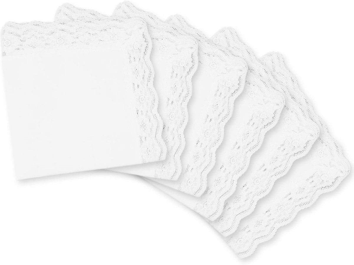 Vrouwen zakdoeken 6 stuks - 60S katoen - wit - zacht en elegant voor dagelijks gebruik - SnelShoppen