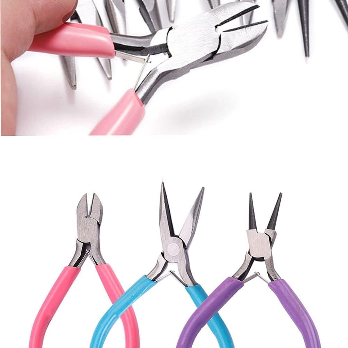 Juweliers tangenset 3 stuks - kleurige handgrepen - stevig staal - ideaal voor sieraden maken - SnelShoppen