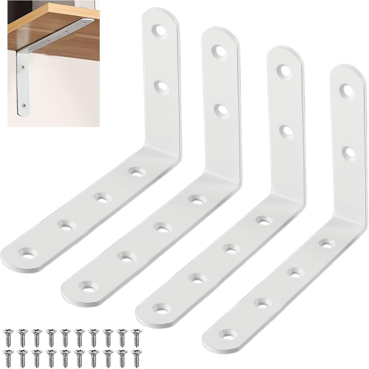 Planksteun 4 Stuks - Rechte Hoek Planksteun - Sterk en Duurzaam - Ideaal voor Wandplanken - SnelShoppen