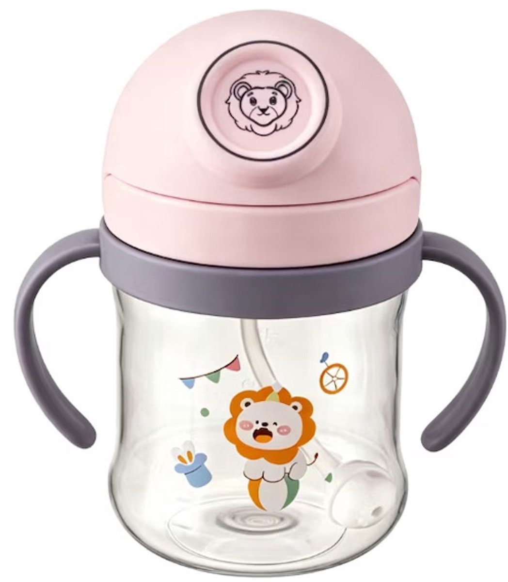 casalora Baby Drinkbeker met Rietje en Afneembare Handgrepen – Lekvrij – 345 ml – BPA-vrij – Roze