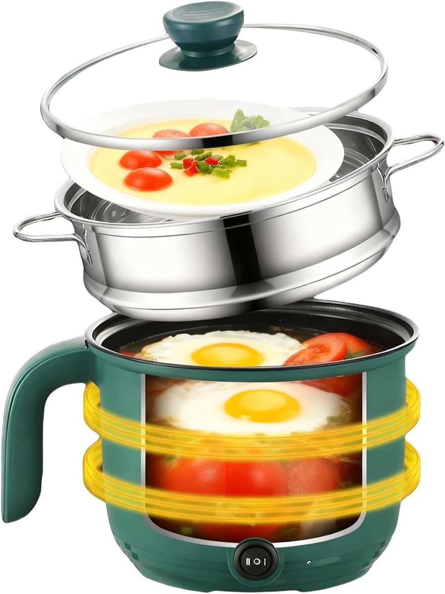 Elektrische Hotpot 1,5L - Mini Non-Stick Kookpan - Compact en draagbaar - Ideaal voor snel koken - SnelShoppen