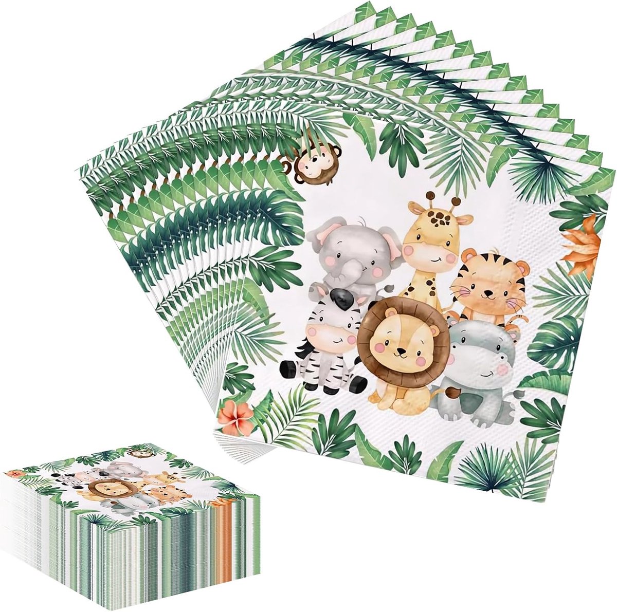 Papieren servetten 33 x 33 cm - 2-laags - jungle safari design - leuk voor kinderfeestjes - SnelShoppen