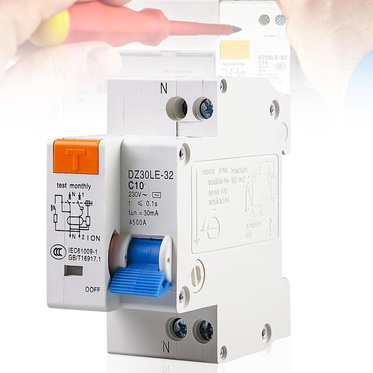 Fi Veiligheidsschakelaar 1P + N - DIN Rail Montageschakelaar - Overload Bescherming - SnelShoppen